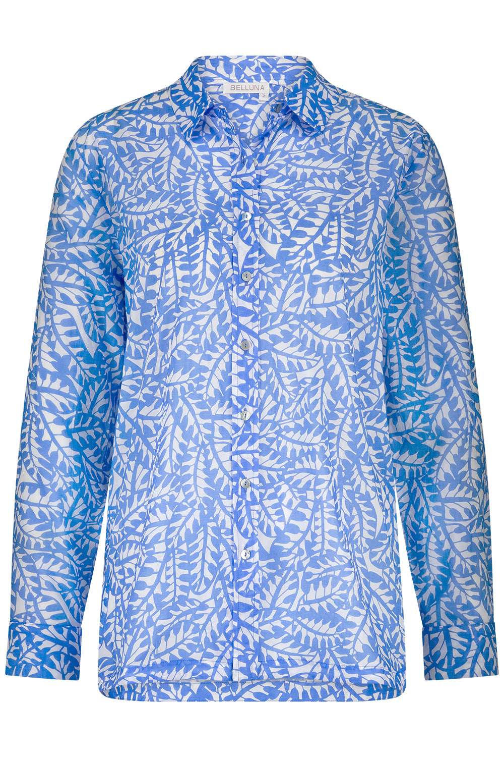 Belluna Moni blouse print leaves kobalt